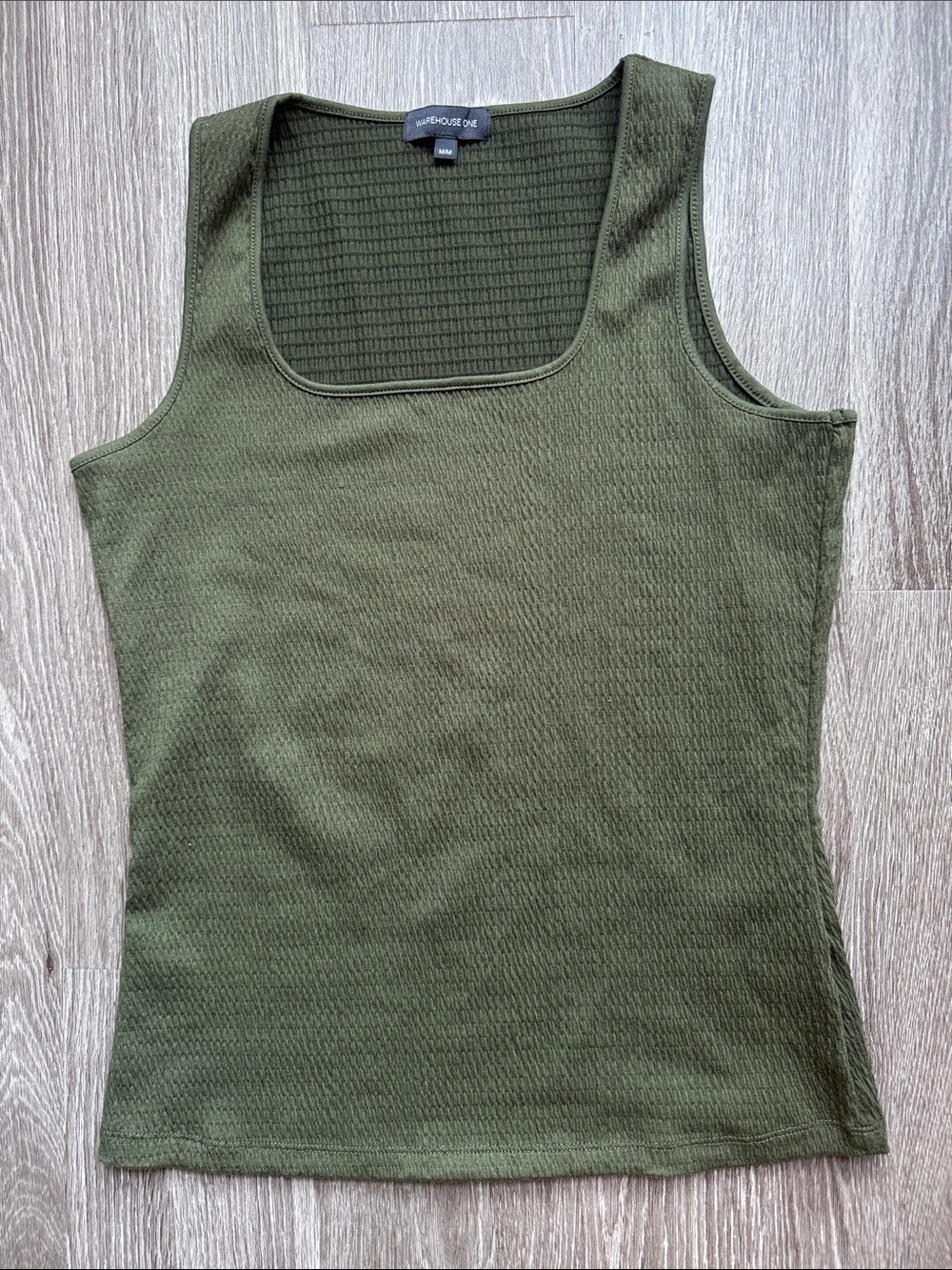 Olive Ribbed Square-Neck Tank - Picture 2 of 5